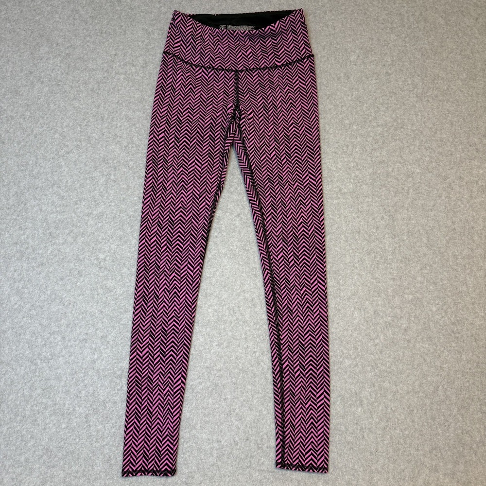 VSX Victoria Secret Sport Leggings XS Pink Black Chevron Geometric Yoga Pants - Picture 2 of 3